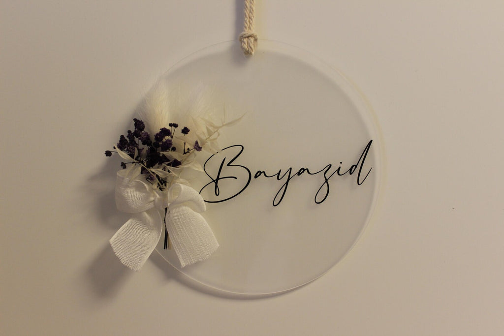 Türschild personalisiert | Plexiglas & Trockenblumen