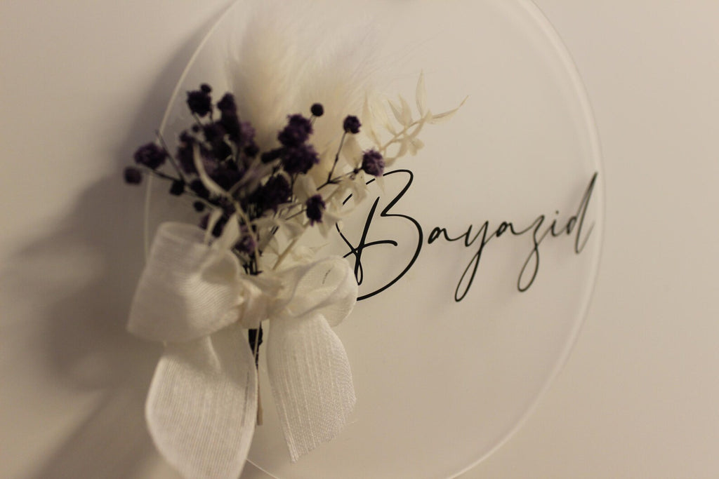 Türschild personalisiert | Plexiglas & Trockenblumen