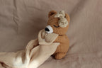 Schmusetuch Häkelbär | Musselin Kuscheltuch Baby
