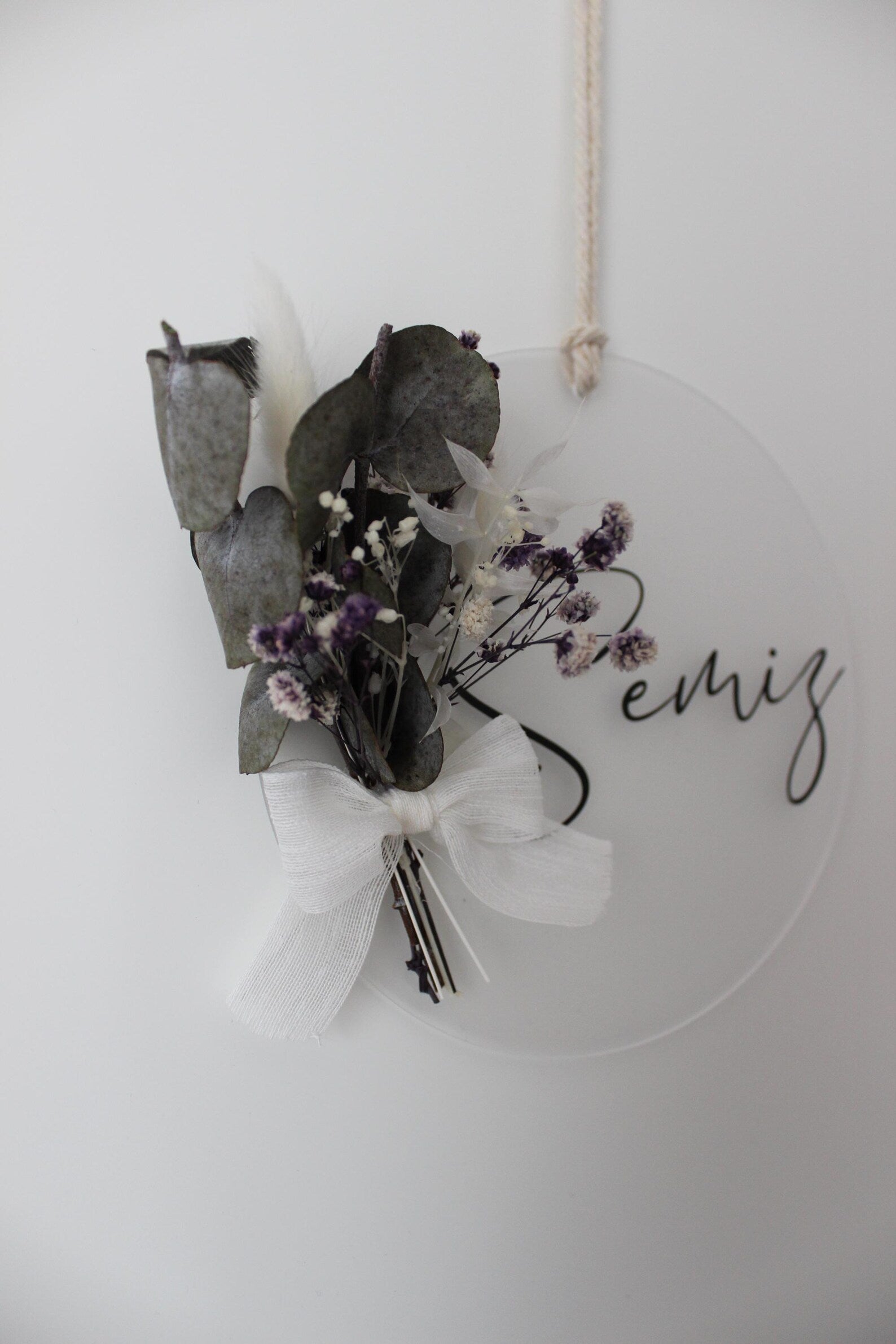 Türschild personalisiert | Plexiglas & Trockenblumen