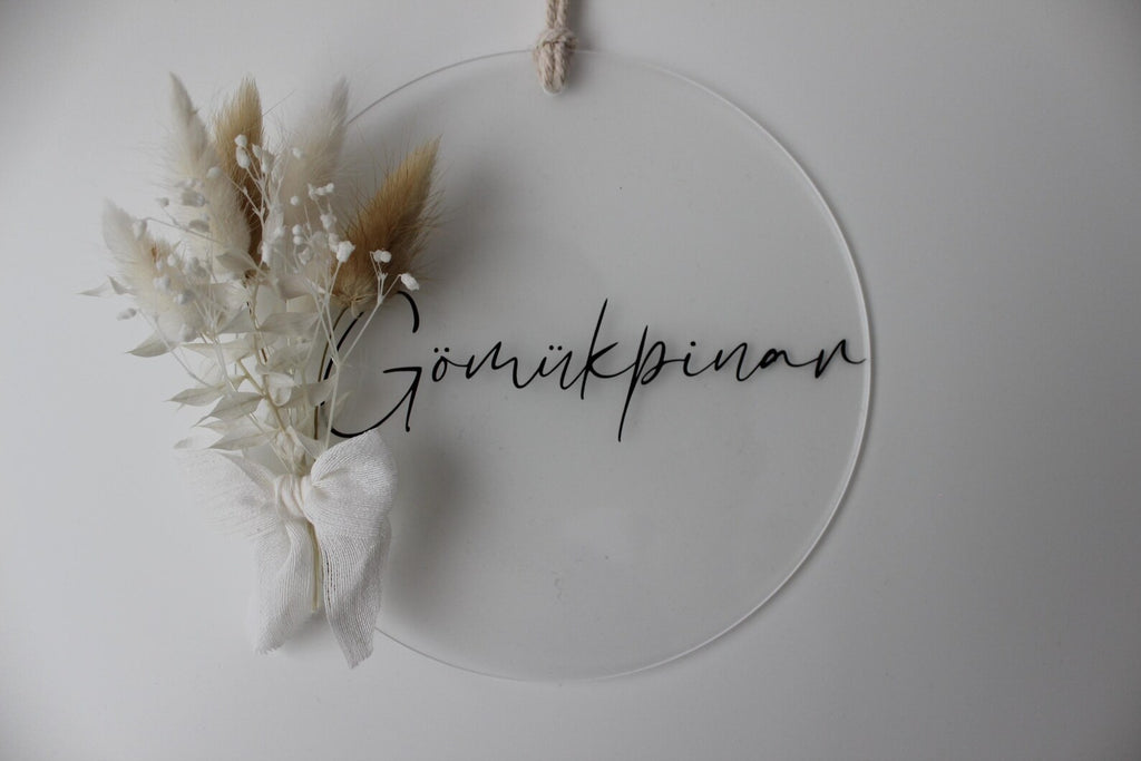 Türschild personalisiert | Plexiglas & Trockenblumen