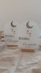 Ramadan Tischschild Acryl mit Holzständer | Eid Mubarak Deko